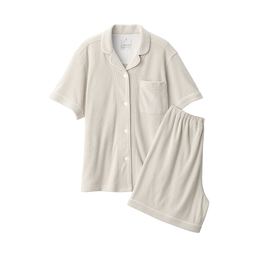 W's Side seamless wearable pile towel S/S pajamasOff WhiteXS