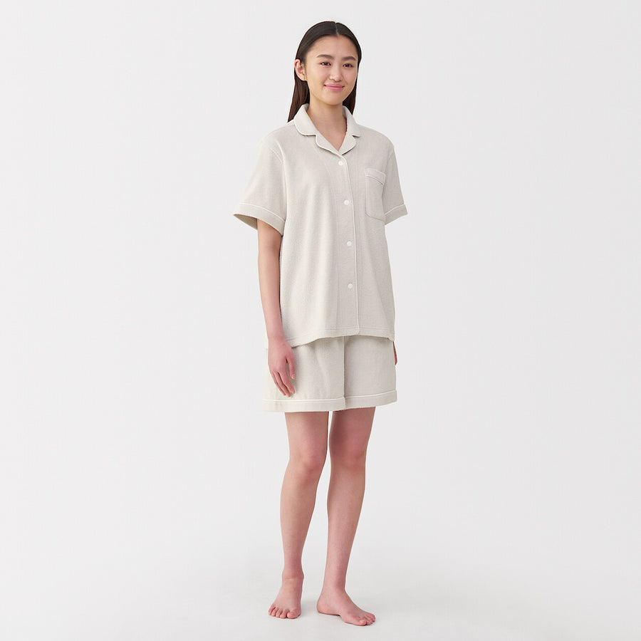 W's Side seamless wearable pile towel S/S pajamasOff WhiteXS