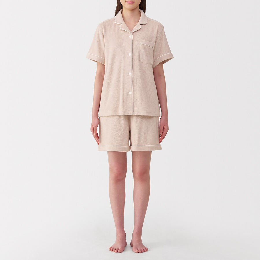 W's Side seamless wearable pile towel S/S pajamasOff WhiteXS