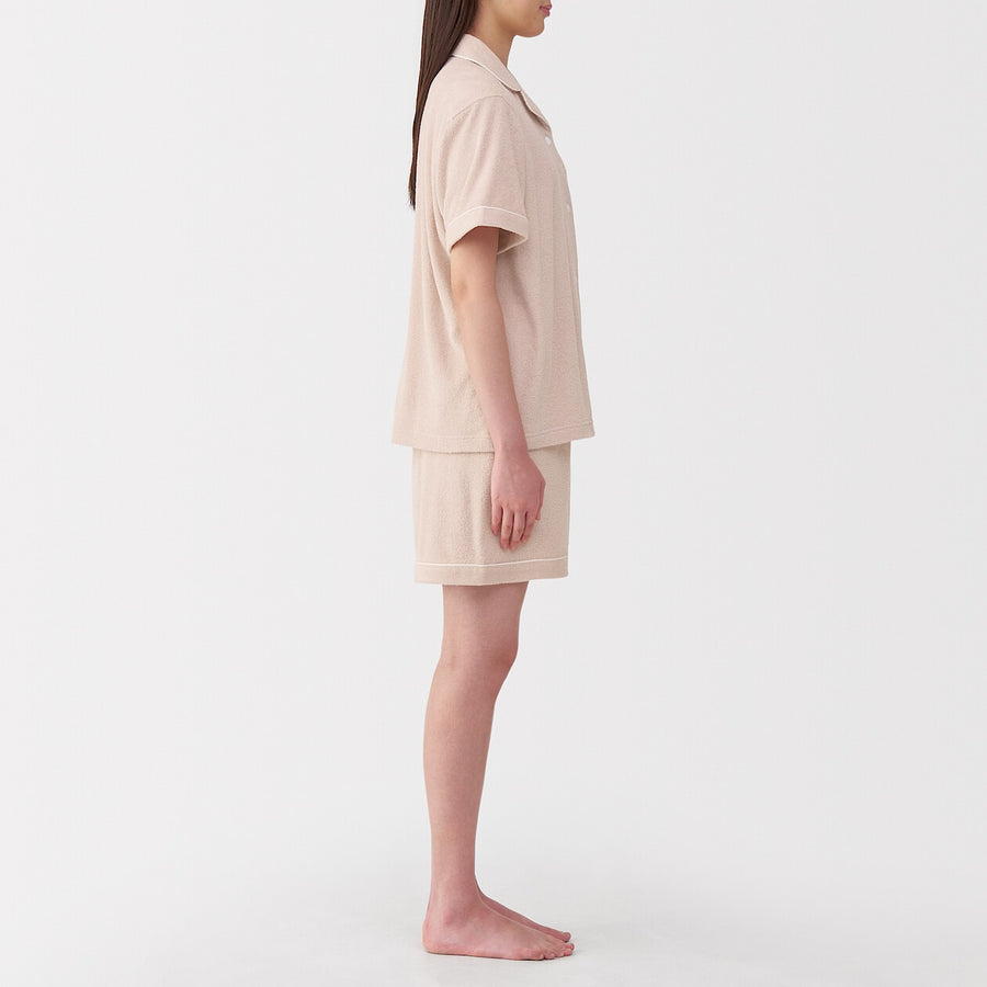 W's Side seamless wearable pile towel S/S pajamasOff WhiteXS