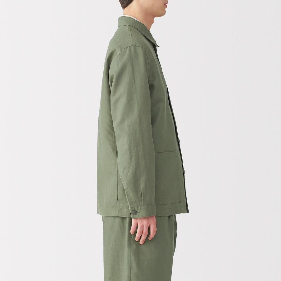 Hemp Blend Twill Shirt Jacket