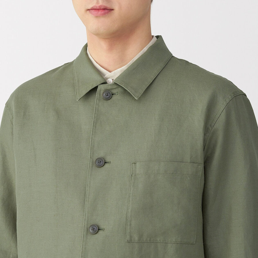 Hemp Blend Twill Shirt Jacket
