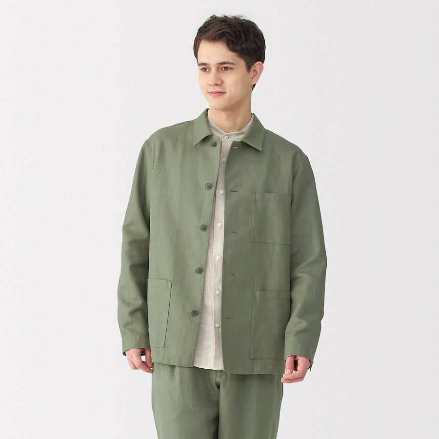 Hemp Blend Twill Shirt Jacket