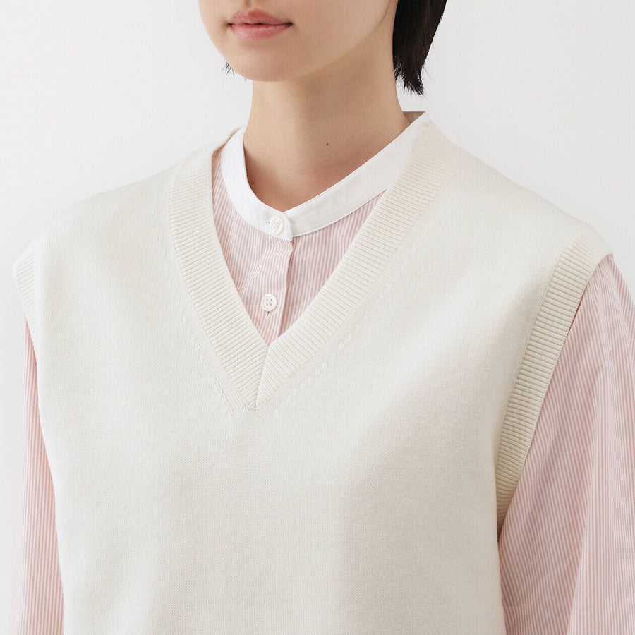 W's Washable V neck vest Off WhiteXS