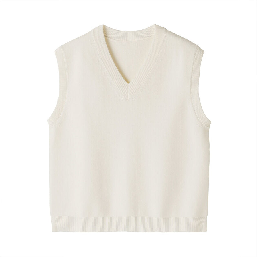 W's Washable V neck vest Off WhiteXS