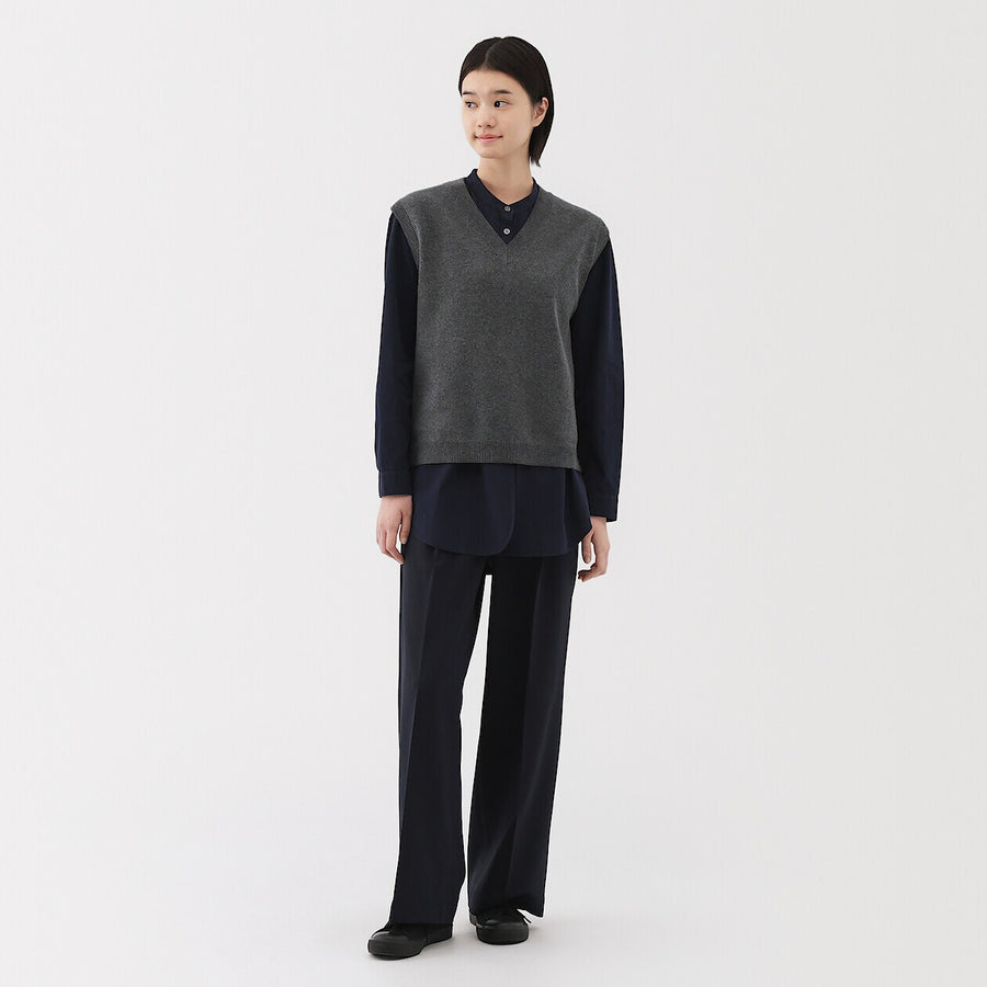 W's Washable V neck vest Off WhiteXS