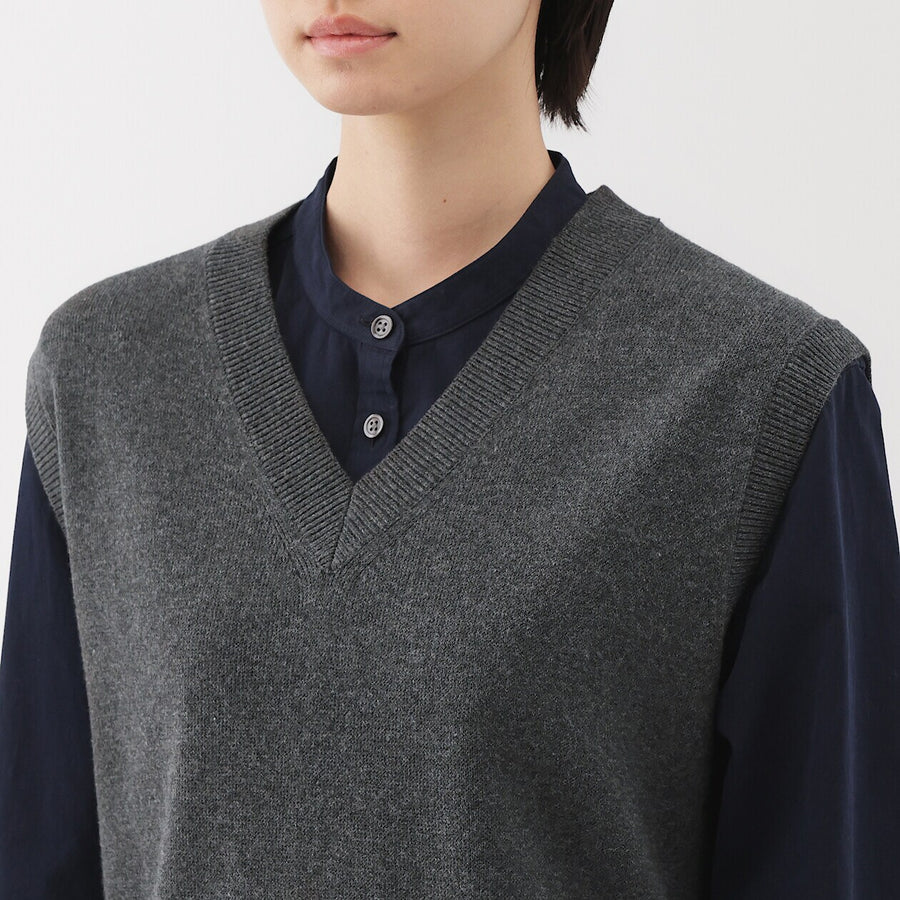W's Washable V neck vest Off WhiteXS