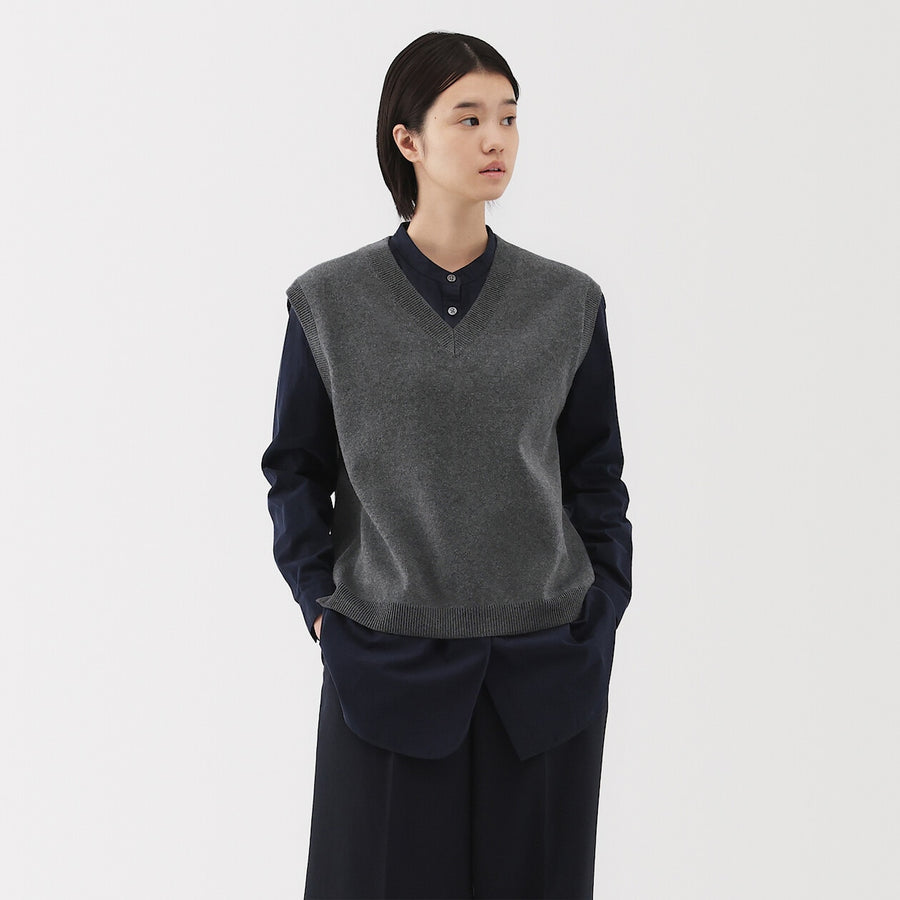 W's Washable V neck vest Off WhiteXS