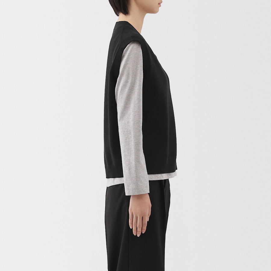 W's Washable V neck vest Off WhiteXS