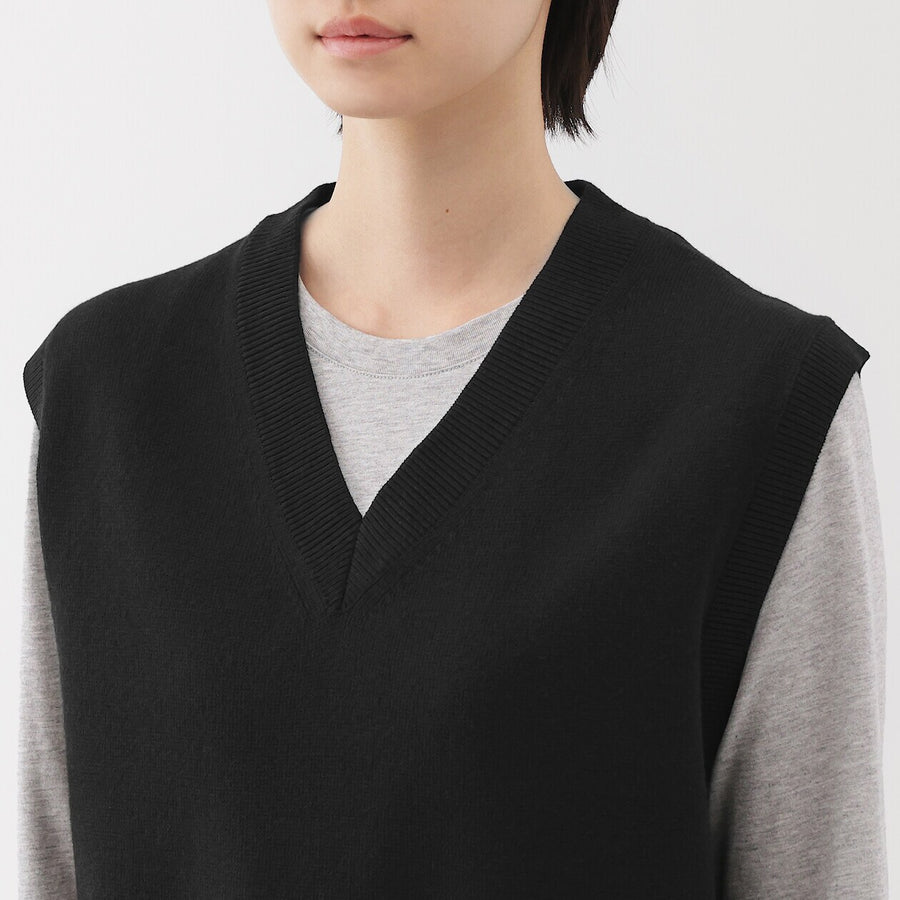 W's Washable V neck vest Off WhiteXS