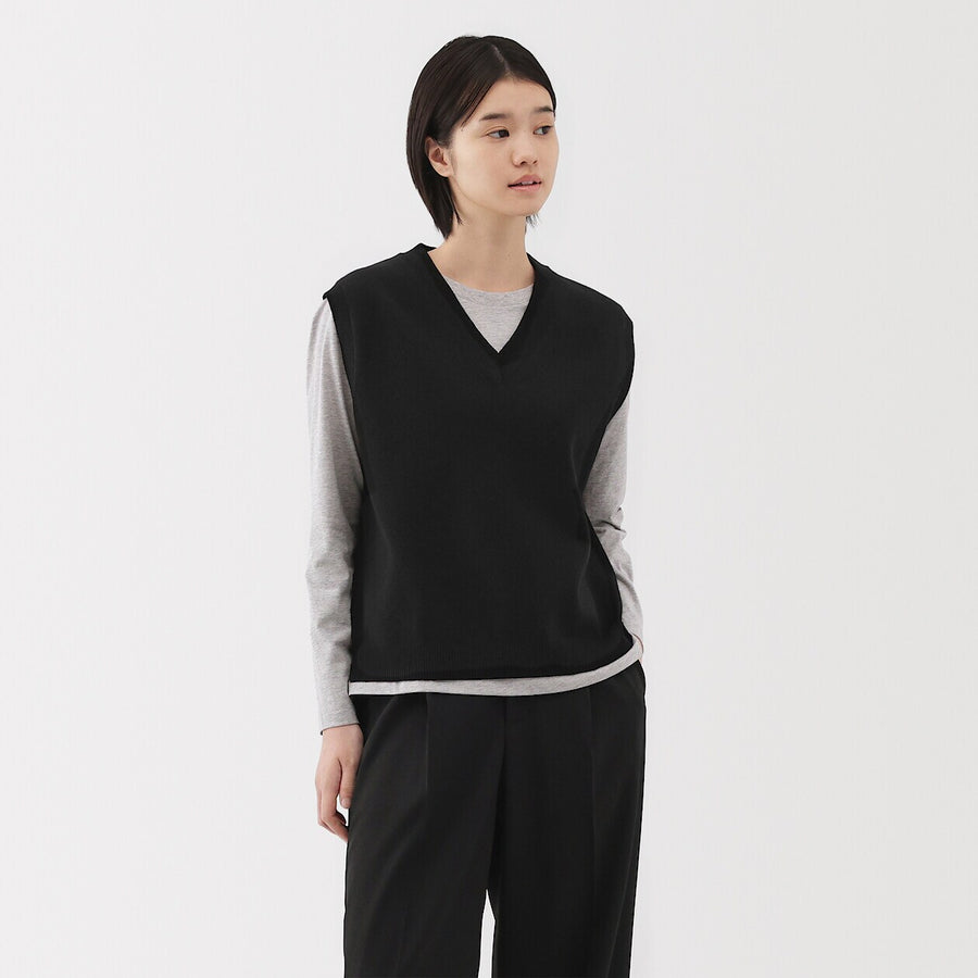 W's Washable V neck vest Off WhiteXS