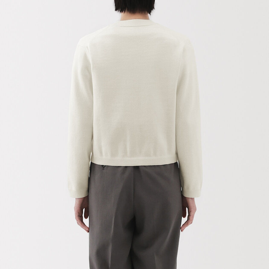 W's Washable crew neck cardigan Off WhiteXS