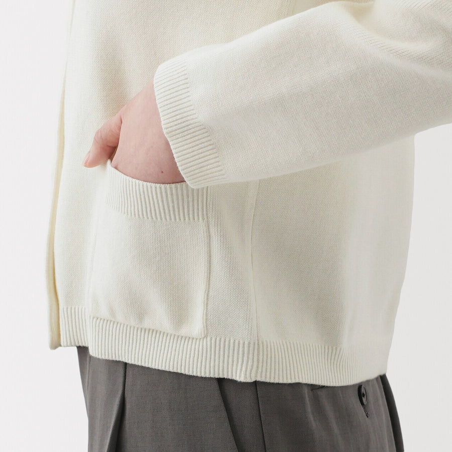 W's Washable crew neck cardigan Off WhiteXS