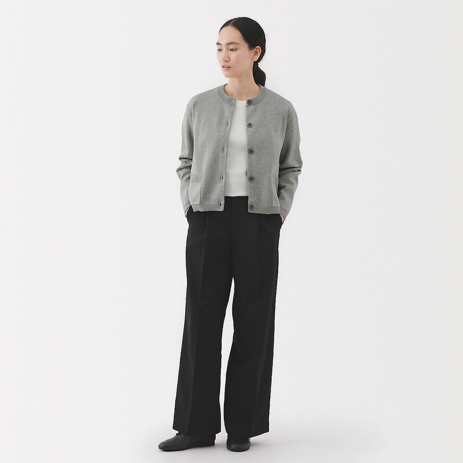 W's Washable crew neck cardigan Off WhiteXS