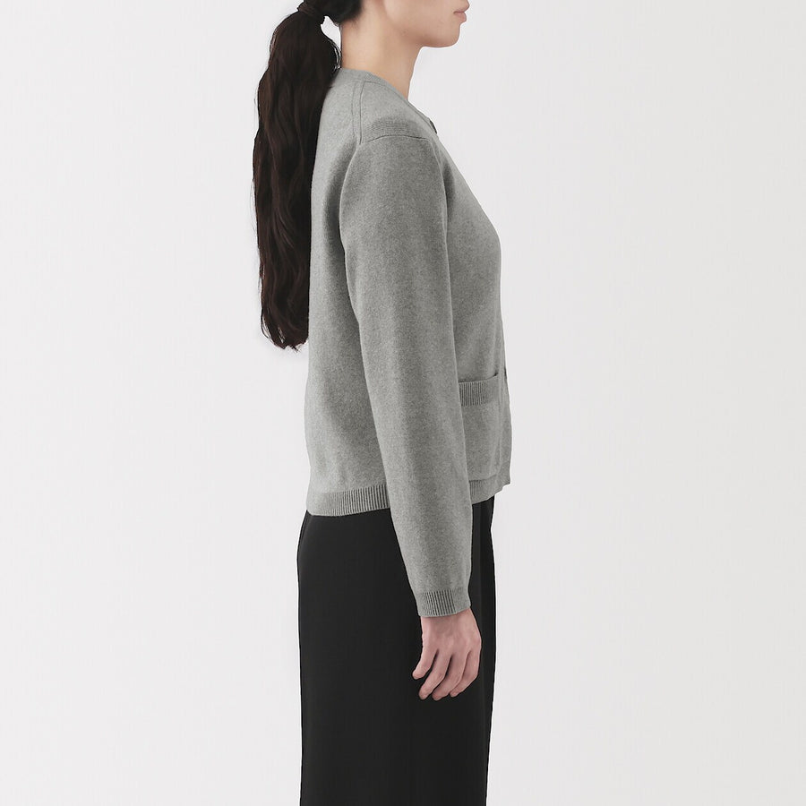 W's Washable crew neck cardigan Off WhiteXS