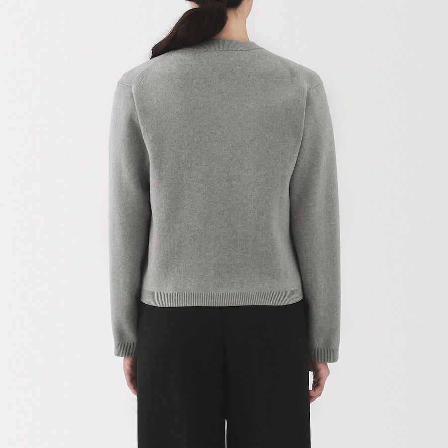 W's Washable crew neck cardigan Off WhiteXS