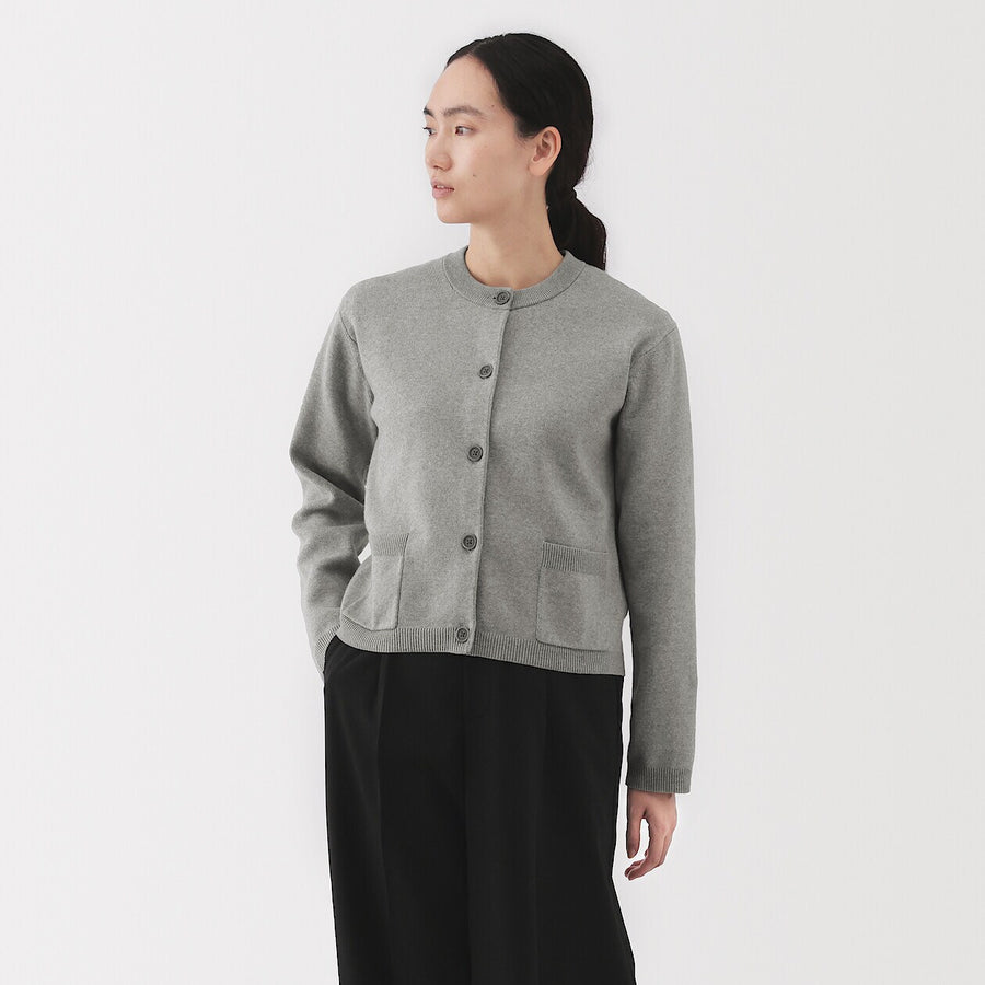 W's Washable crew neck cardigan Off WhiteXS