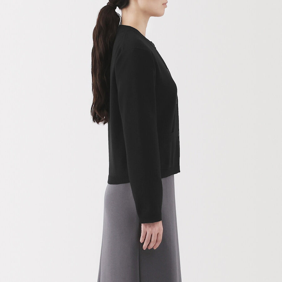 W's Washable crew neck cardigan Off WhiteXS