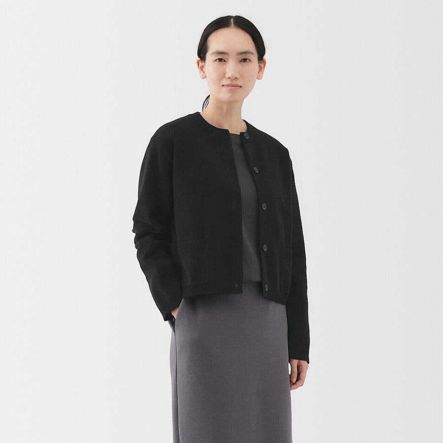 W's Washable crew neck cardigan Off WhiteXS
