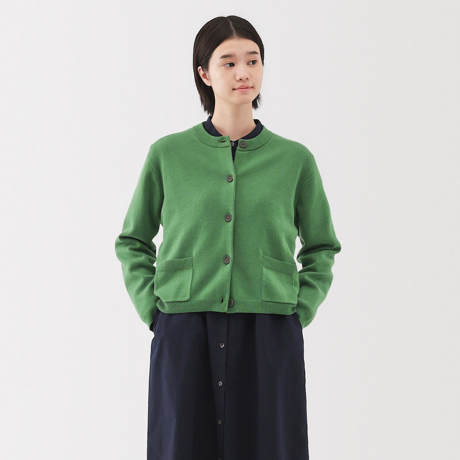 W's Washable crew neck cardigan Off WhiteXS