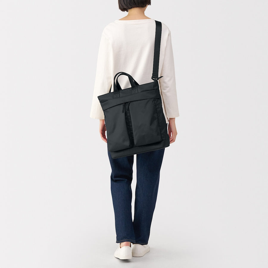 2-Way Water repellent tote bag Black