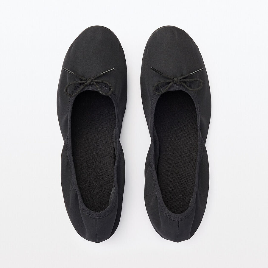 W's Water repellent ribbon ballet shoes Black22.5cm