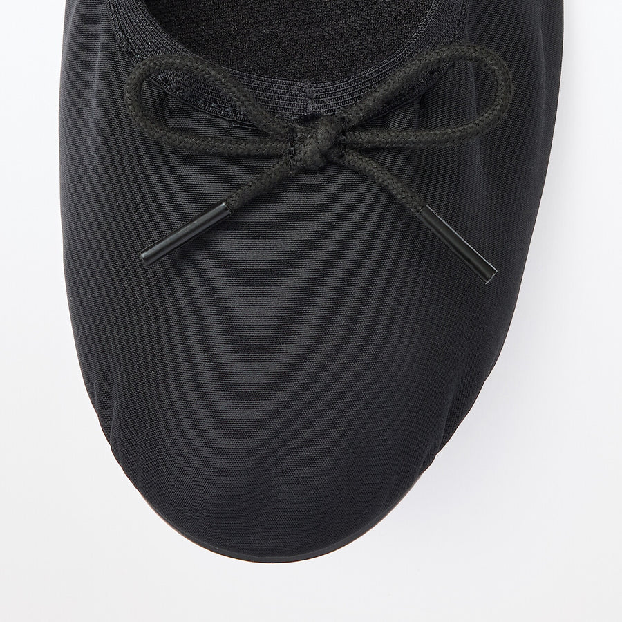 W's Water repellent ribbon ballet shoes Black22.5cm