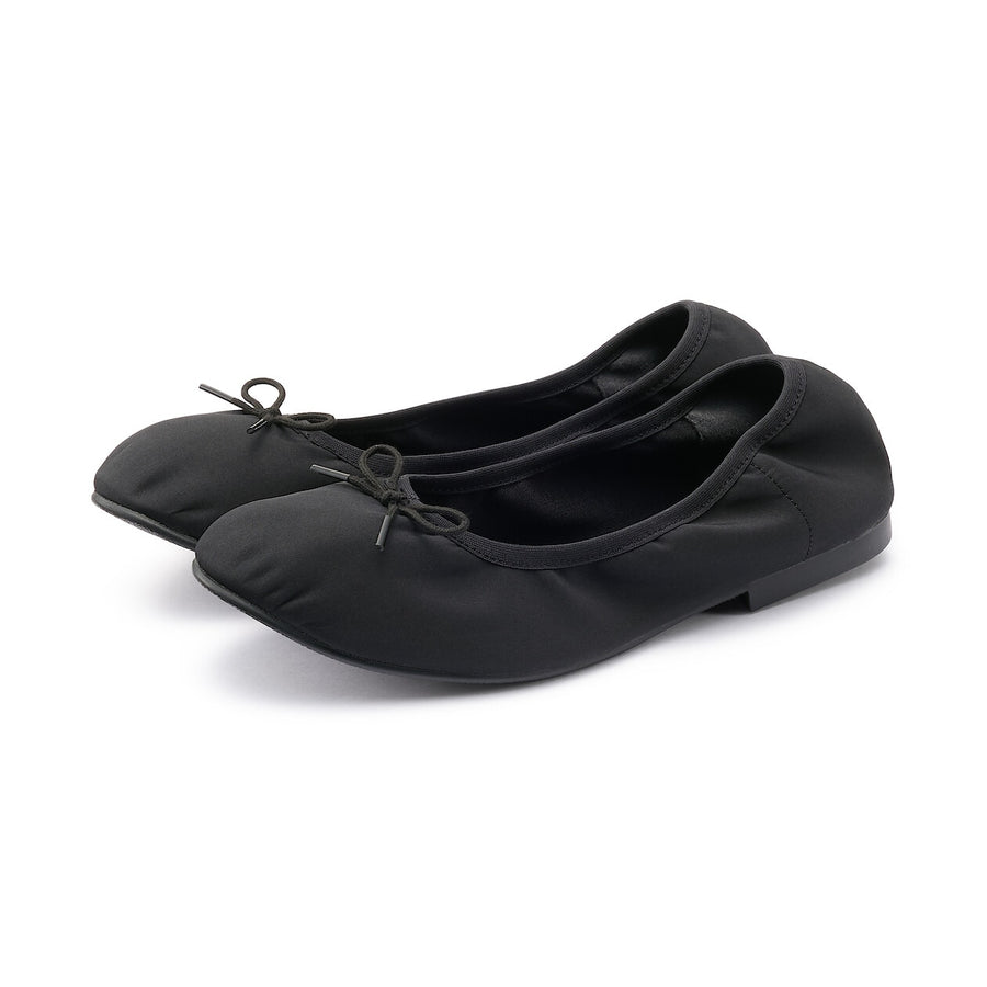 W's Water repellent ribbon ballet shoes Black22.5cm