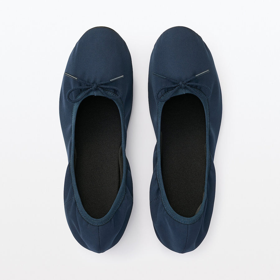 W's Water repellent ribbon ballet shoes Black22.5cm