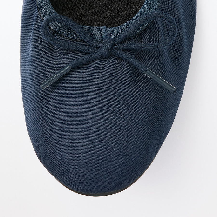 W's Water repellent ribbon ballet shoes Black22.5cm