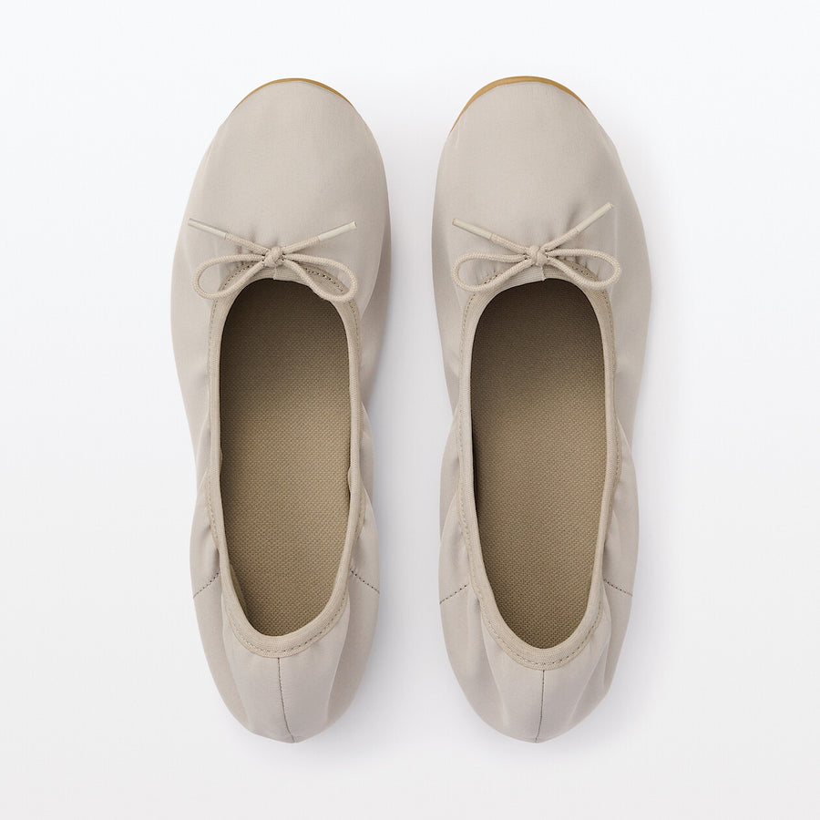 W's Water repellent ribbon ballet shoes Black22.5cm