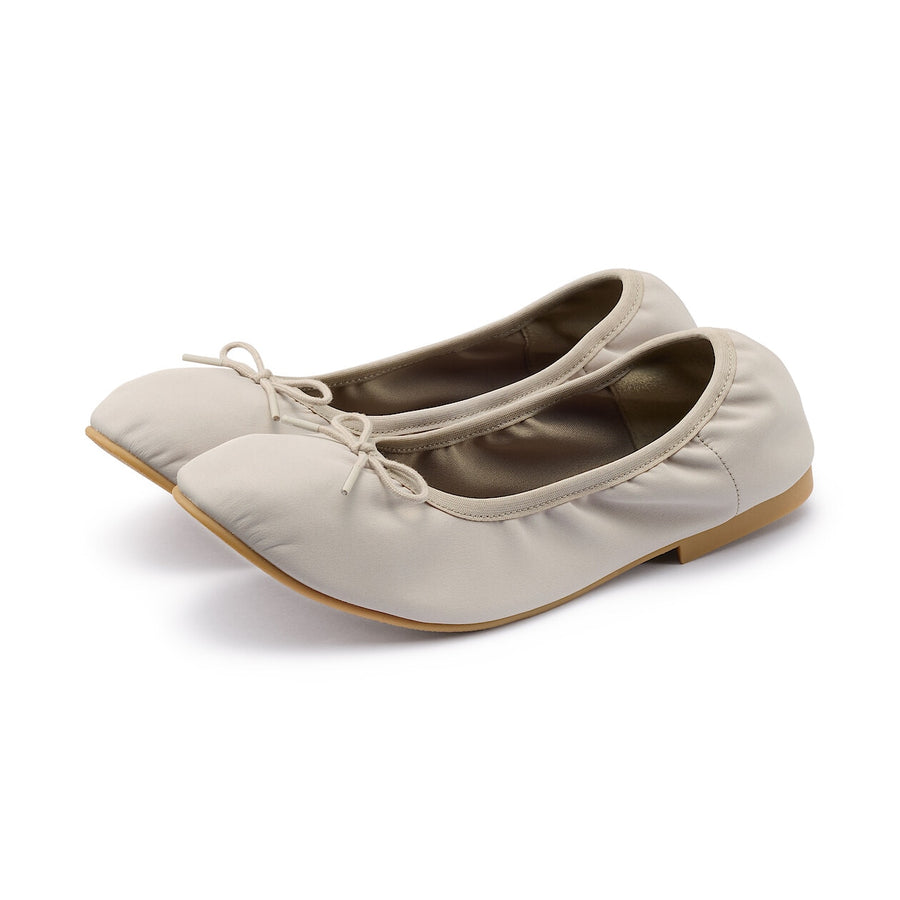 W's Water repellent ribbon ballet shoes Black22.5cm