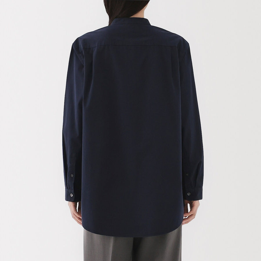 W's Washed broadcloth Stand collar long shirt WhiteXS