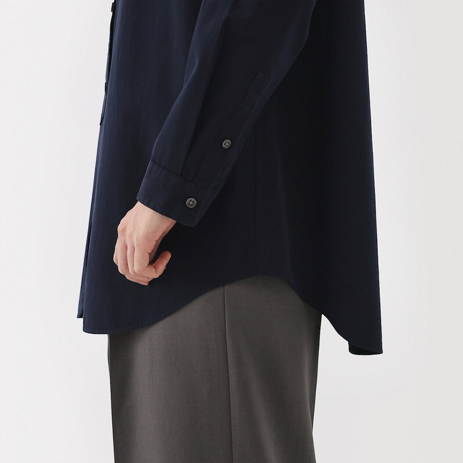 W's Washed broadcloth Stand collar long shirt WhiteXS