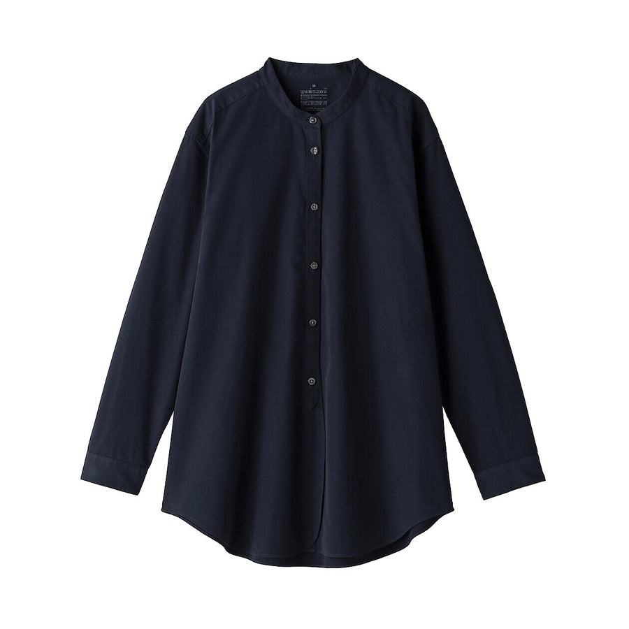 W's Washed broadcloth Stand collar long shirt WhiteXS