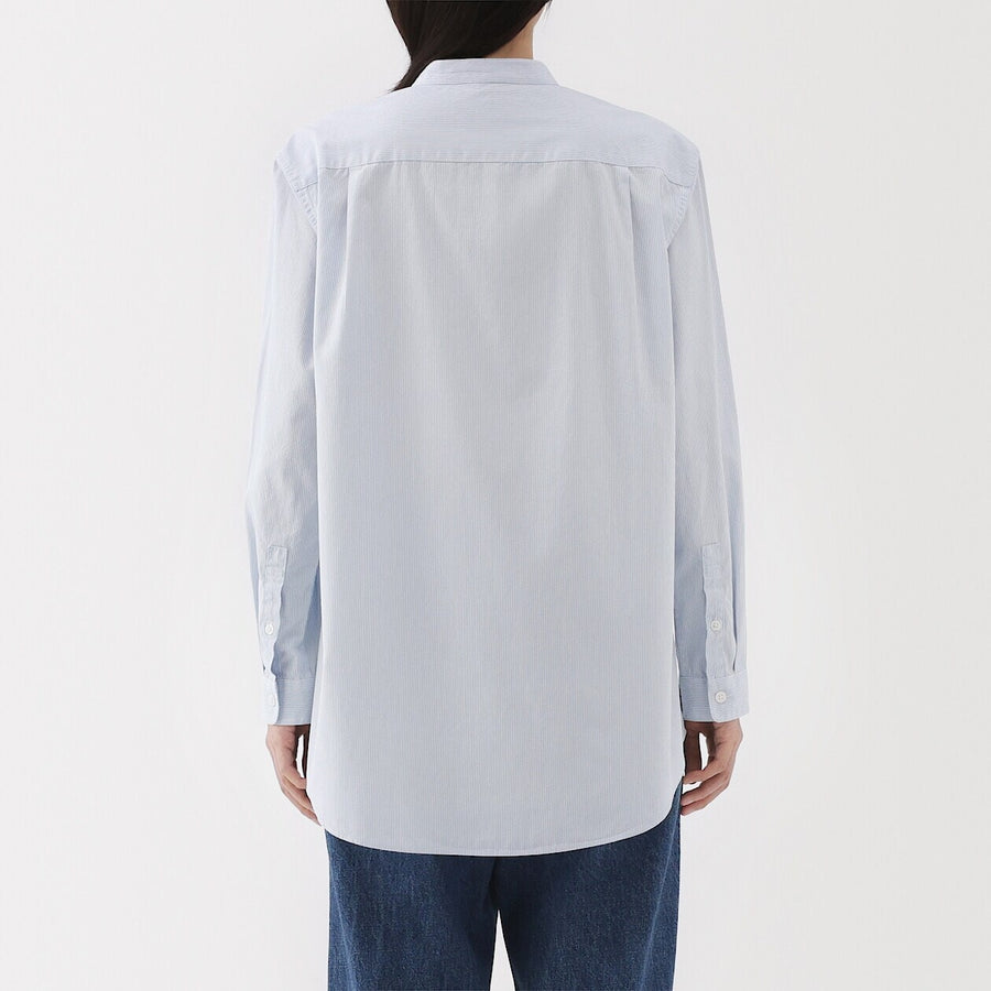 W's Washed broadcloth Stand collar long shirt WhiteXS