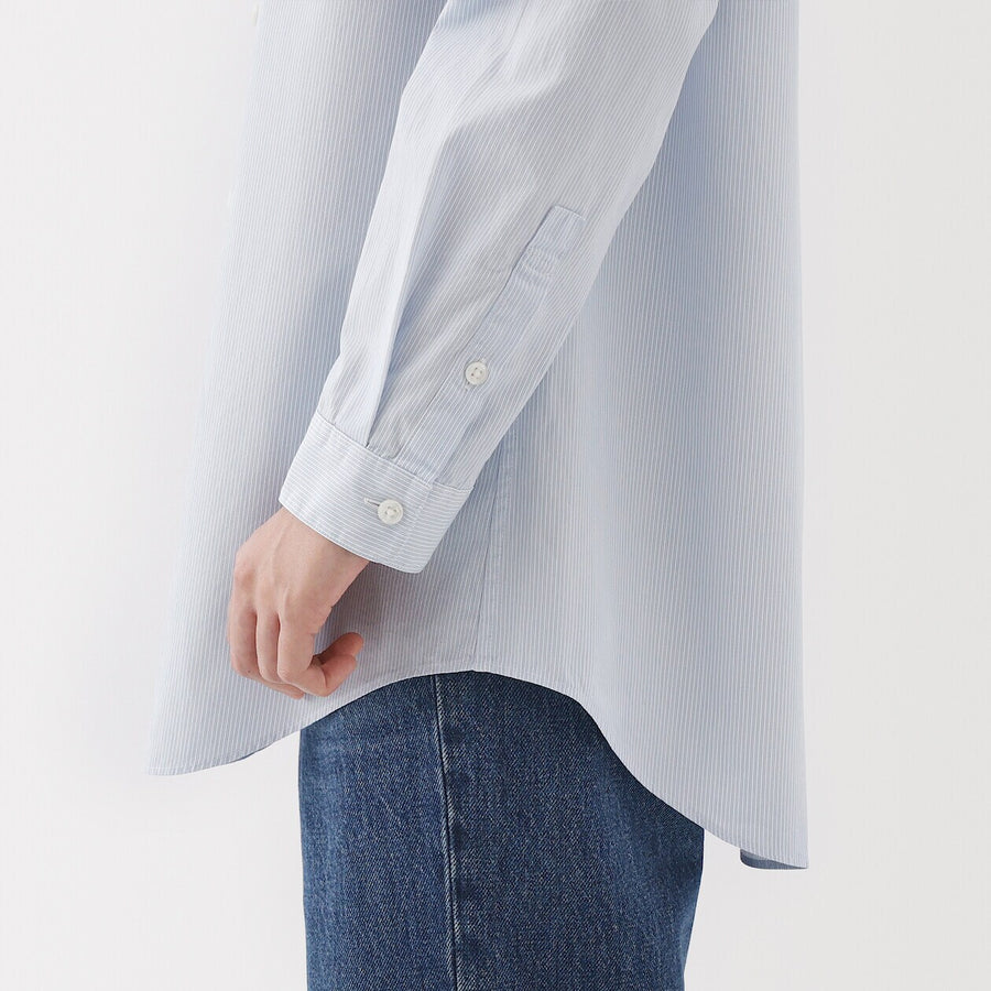W's Washed broadcloth Stand collar long shirt WhiteXS