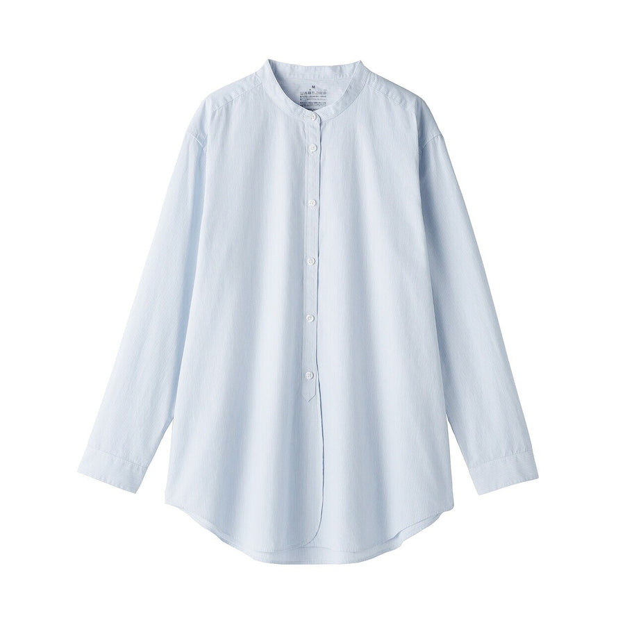 W's Washed broadcloth Stand collar long shirt WhiteXS