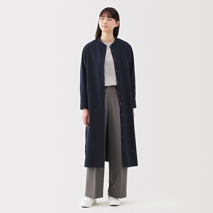 W's Washed broadcloth Stand collar L/S dress Dark NavyXS
