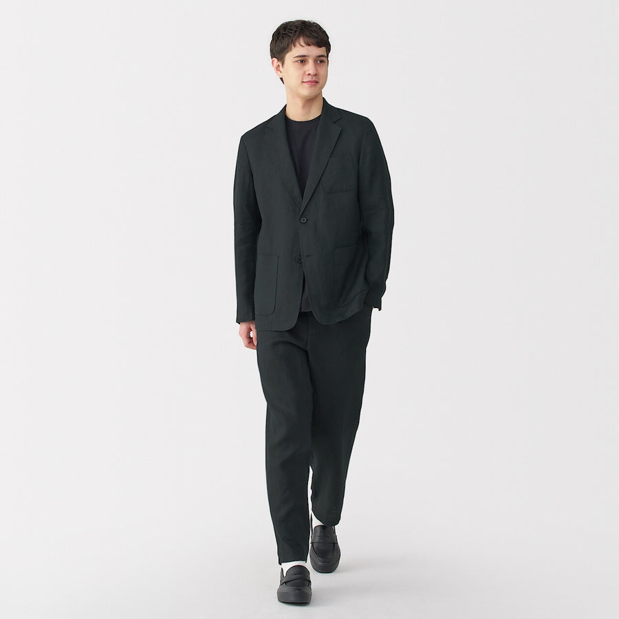 M's Linen washed tapered pants BlackXS
