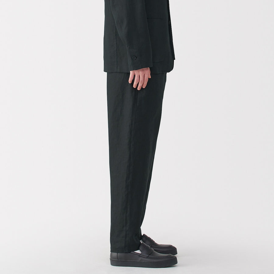 M's Linen washed tapered pants BlackXS