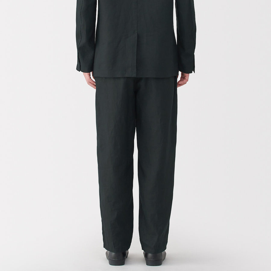 M's Linen washed tapered pants BlackXS