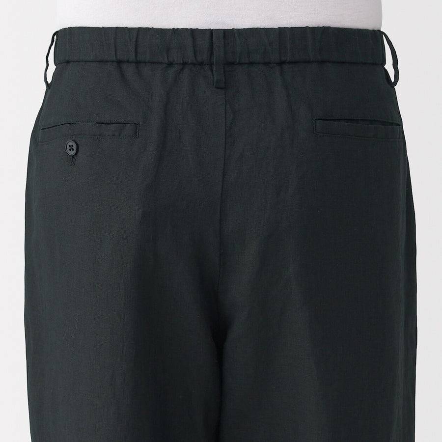 M's Linen washed tapered pants BlackXS