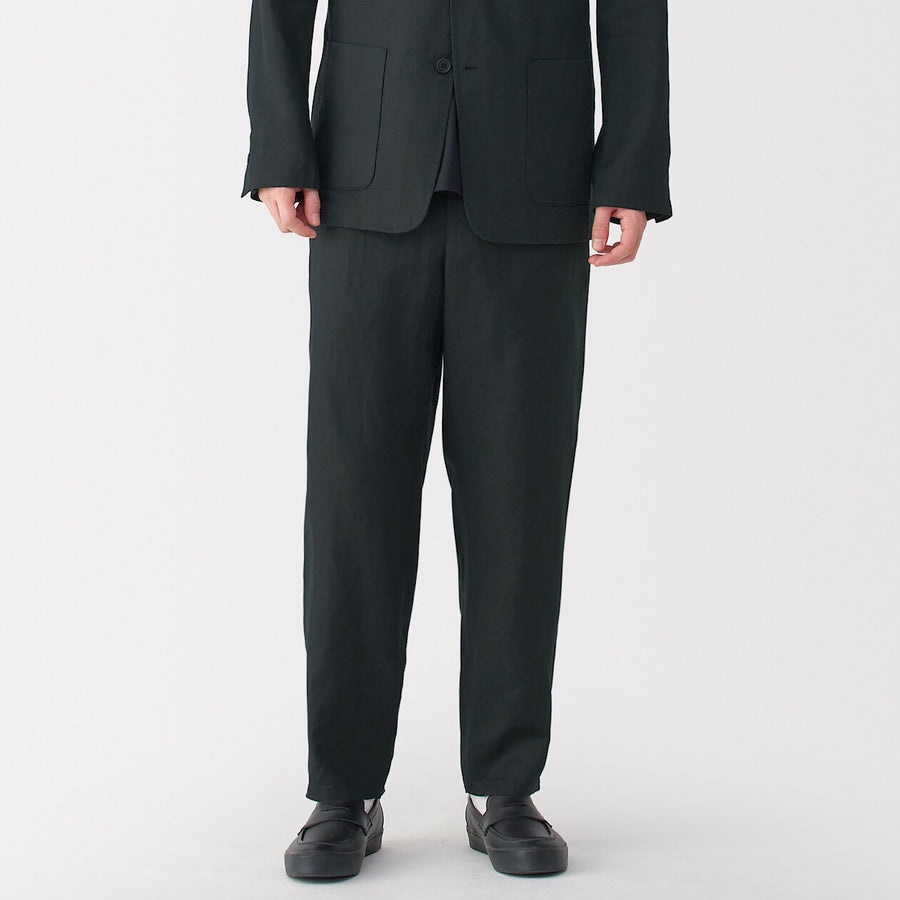 M's Linen washed tapered pants BlackXS