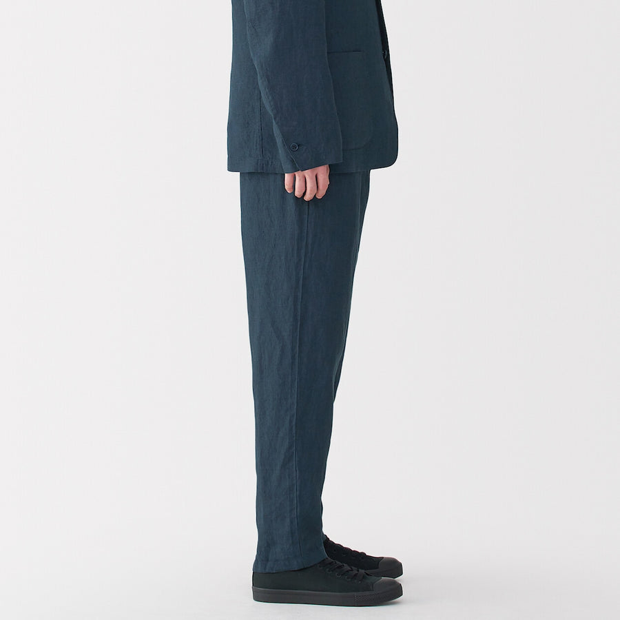 M's Linen washed tapered pants BlackXS