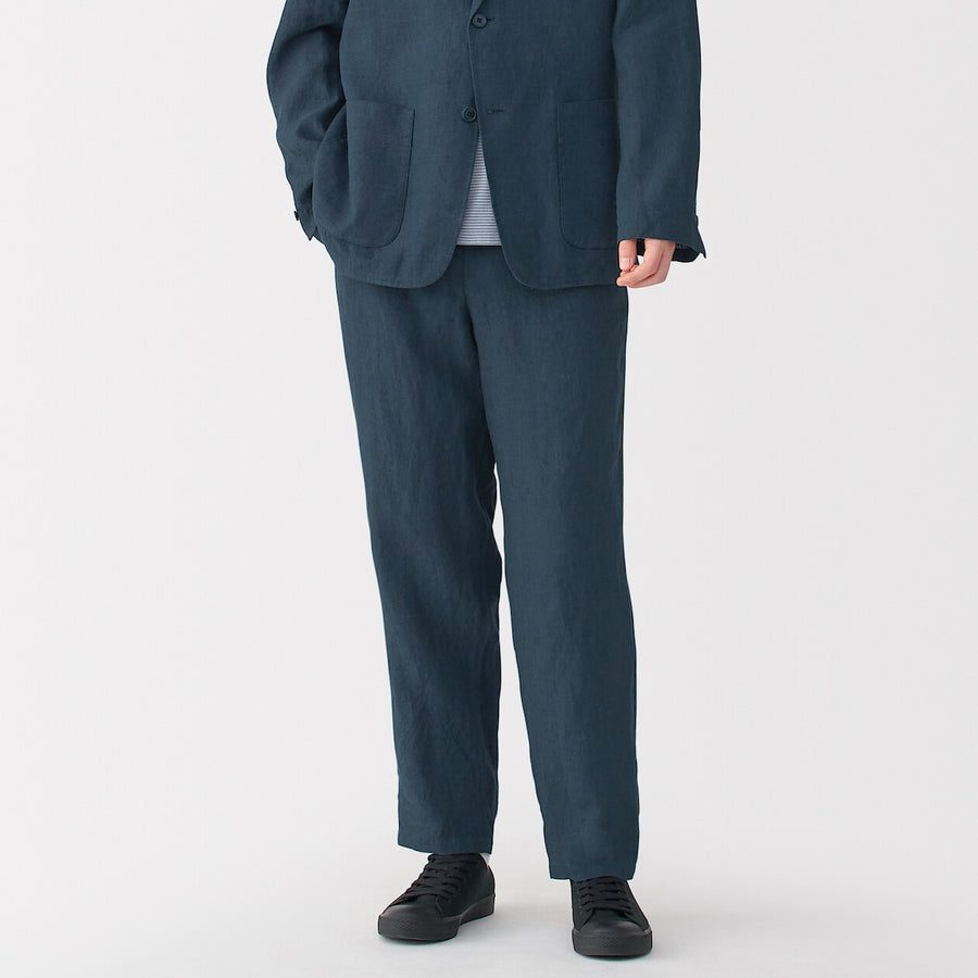 M's Linen washed tapered pants BlackXS