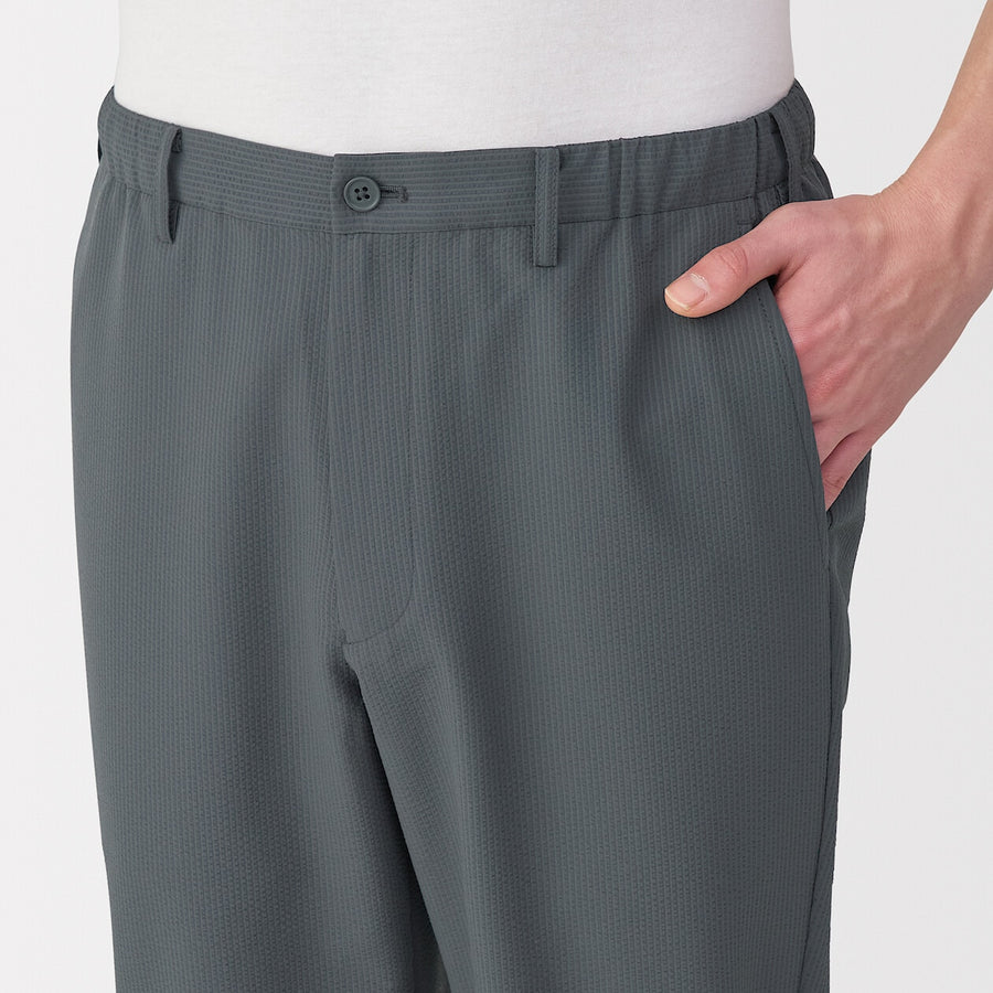 M's Breathable seersucker flat front pantsMedium greyXS