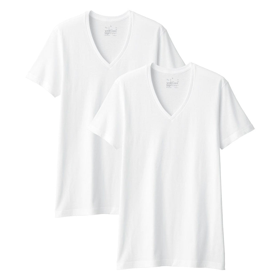 Side Seamless Cotton V-Neck T-Shirt (2 Pack)