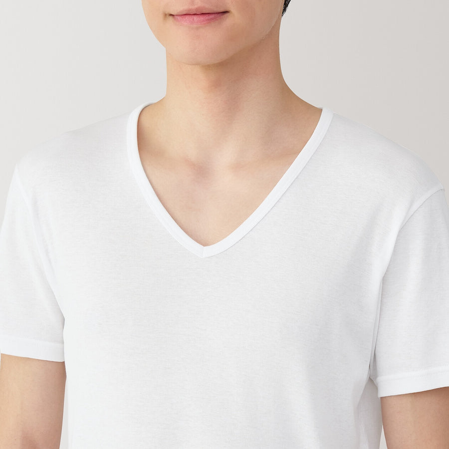 M's Moisture wicking cotton V neck S/S T-shirtWhiteXS
