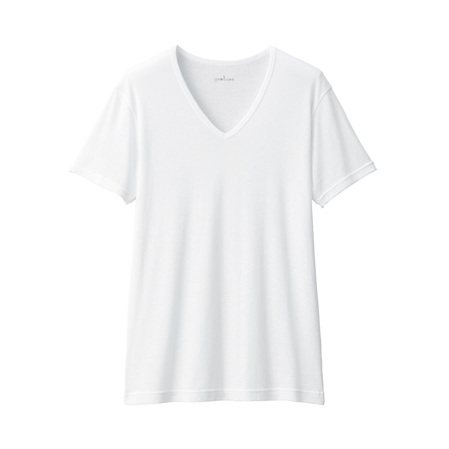M's Moisture wicking cotton V neck S/S T-shirtWhiteXS